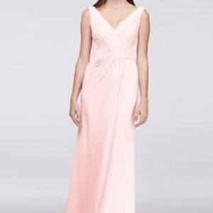 Faux-Wrap Pleated Chiffon Bridesmaid Dress